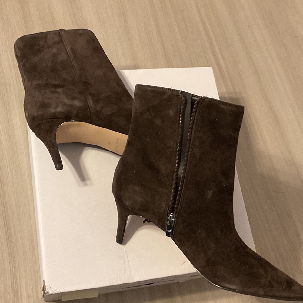 Marc Fisher Dark Brown Suede Heeled Boots - Picture 5 of 6